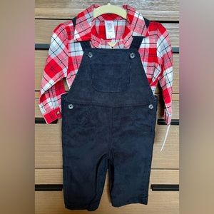 Carter’s Just One You Holiday Plaid Corduroy Overall Set Size 12 Months